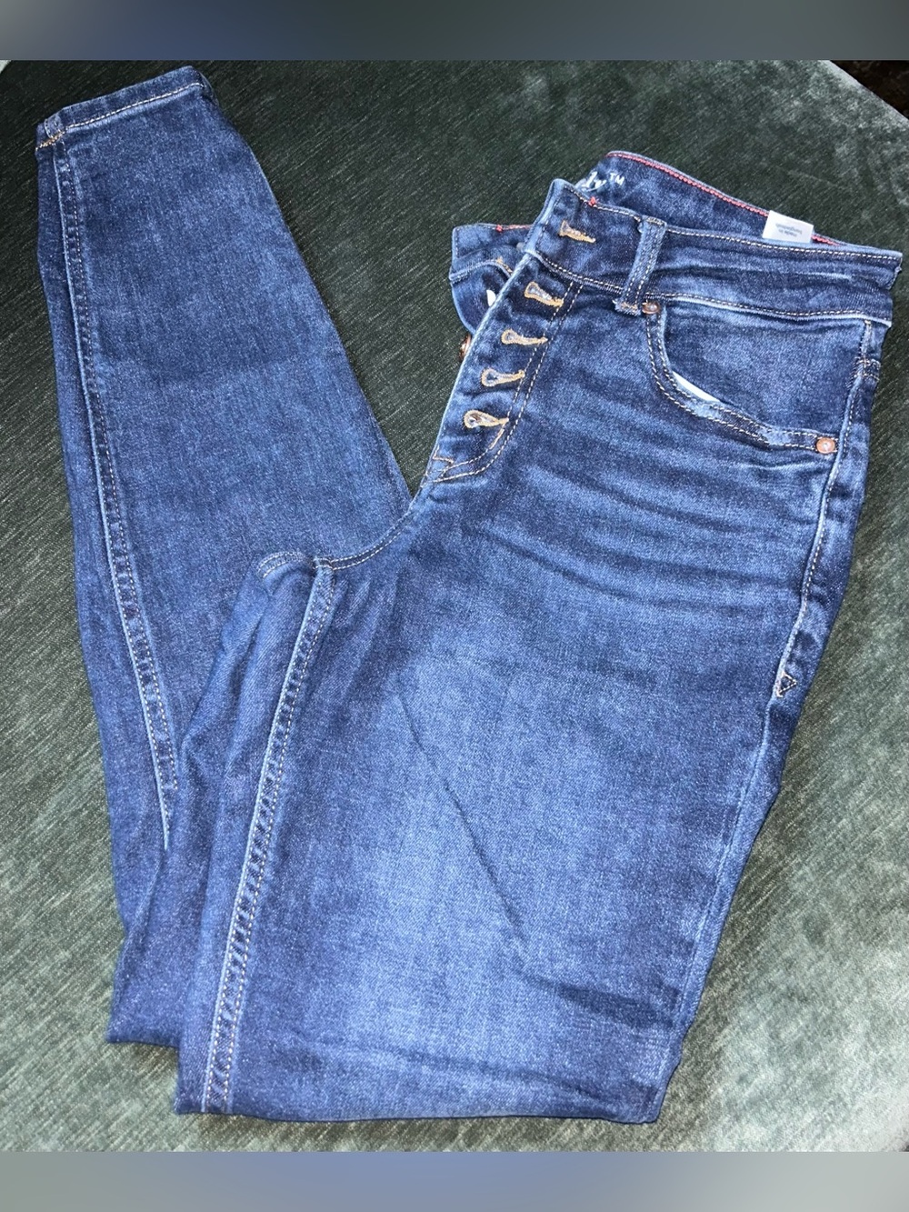 Edgely High-Rise Button-Fly Women's Jeans in Dark Blue